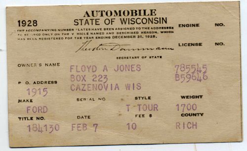 1928 Registration Card State Of Wisconsin For A 1915 Ford.jpg